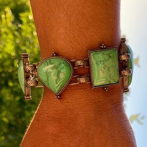 Lucky Silver Metal Turquoise Bracelet